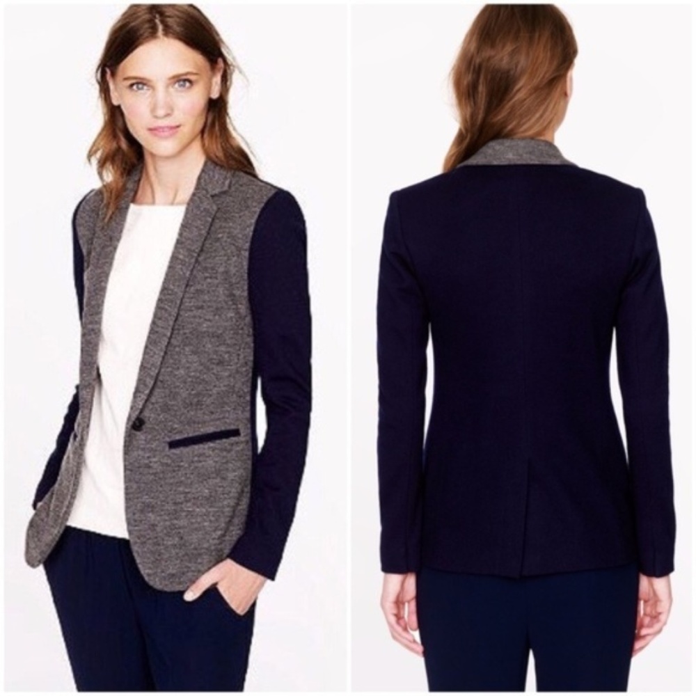 [J. Crew] Wool Blend Colorblocked Slim Fit Blazer